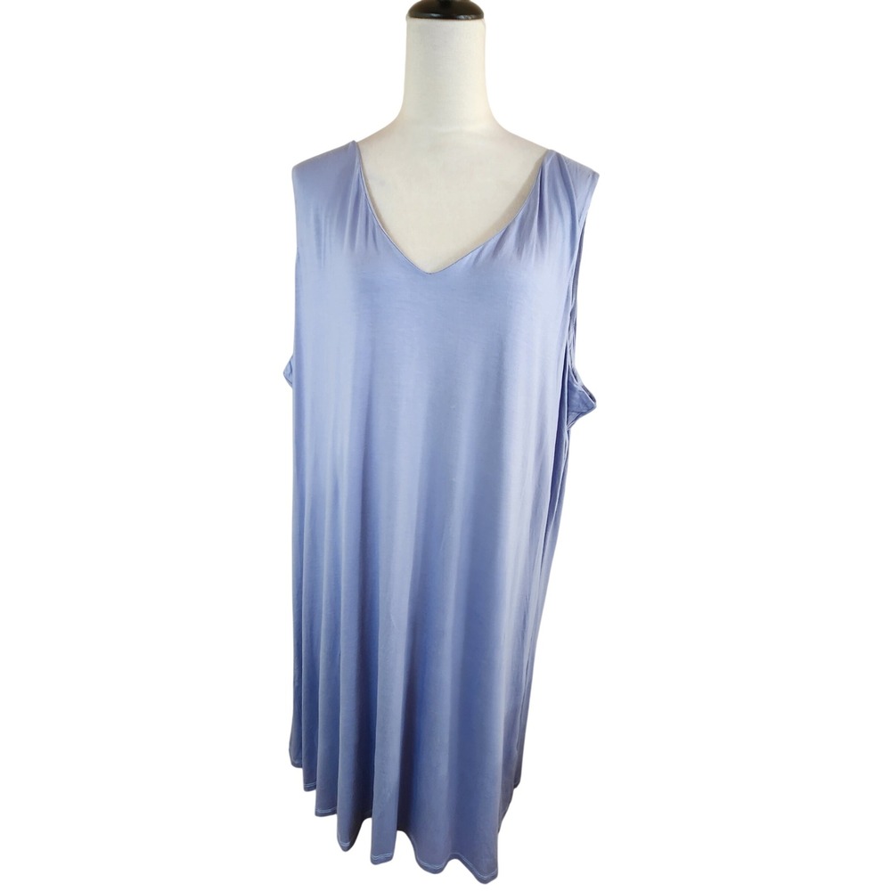 Lemon Tart Midi Dress Womens 4X Periwinkle Blue V-Neck Soft Strappy Back NEW NWT